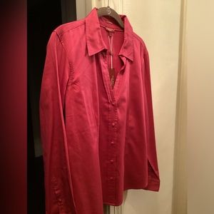 Talbots Cotton Sateen Pink Button Shirt (16)